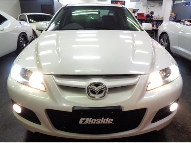 マツダスピードアテンザ ベースグレード スノーフレークホワイトパールカラーMAZDASPEED専用エアロMZR2.3DISIターボエンジン6MTミッション専用2本出しマフラートルクスプリット4WD18インチアルミHIDライトスマートキー(9枚目)