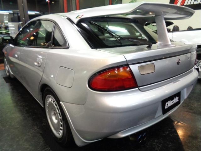 ランティス タイプG 最終型シルバーストーンMカラーハッチバックボディMAZDASPEED大型リアスポBP-ZE型エンジン純正5MT2本出しマフラー車高調レカロシート大型FOGライトレーシングハートアルミ走行5万km台(4枚目)