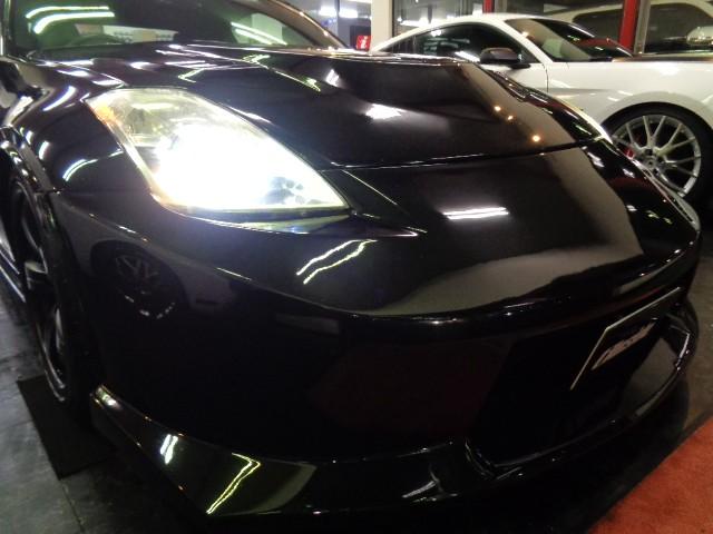フェアレディZ バージョンニスモ NISMOエアロN1ロングノーズVQ35HRエンジン313PS6MTニスモマフラー車高調ブレンボキャリパーRAYSアルミエアロボンネットニスモ260kmメータ黒革シートVeilsideリアスポナビTV(6枚目)