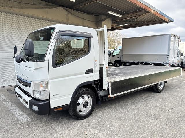 キャンター 　３ｔ　平ボディ　ワイドロング　超ロング　５ｍボディ　３方開　床木材張り　アルミ縞板被せ　デュオニック　ＡＴ　オートマ　２ペダル　ターボ車　３人乗り　坂道補助装置　電動格納ミラー　積載量４．２５０ｋｇ（14枚目）