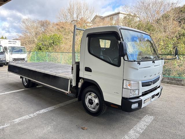 キャンター 　３ｔ　平ボディ　ワイドロング　超ロング　５ｍボディ　３方開　床木材張り　アルミ縞板被せ　デュオニック　ＡＴ　オートマ　２ペダル　ターボ車　３人乗り　坂道補助装置　電動格納ミラー　積載量４．２５０ｋｇ（15枚目）