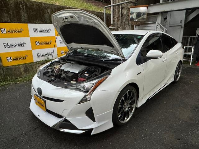 プリウス S モデリスタフロントスポイラー モデリスタサイドスカート WORK SCHWERT19インチアルミ 地デジディーラーナビNSZT-W66T ナビ連動ドラレコDRT-H66A バックモニター スペアタイヤ(60枚目)