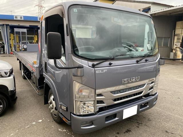 エルフトラック カスタム積載車キャリアカーユニックＮＥＯ５油圧ゲート　ユニックＮＥ０５　サイド開閉　タイヤ固縛装置　油圧式リアゲート（ラジコン可）スマートキー　ウインチ　ＬＥＤヘッドライト（6枚目）