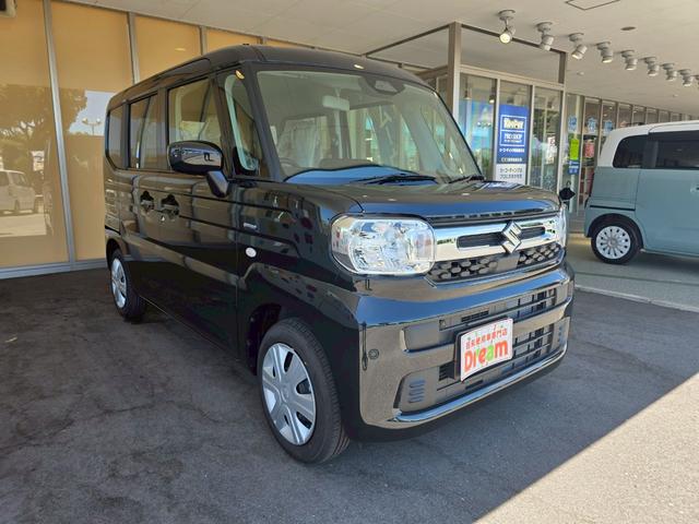 スペーシア ハイブリッドG 届出済未使用車 禁煙車 衝突被害軽減ブレーキ 両側スライドドア オートライト 電動格納式ミラー オートエアコン アイドリングストップ 横滑り防止機能 アクセサリーソケット マニュアルレベリング機能(7枚目)