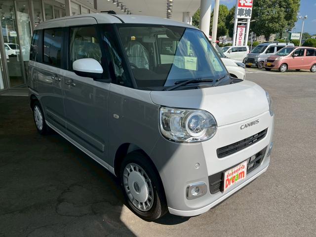 ムーヴキャンバス ストライプスＧ　両側電動スライドドア　衝突被害軽減ブレーキ　電子パーキング　オートブレーキホールド　前席シートヒーター　スマートキー　アイドリングストップ　アクセサリーソケット　オートライト　電動格納式ミラー（7枚目）