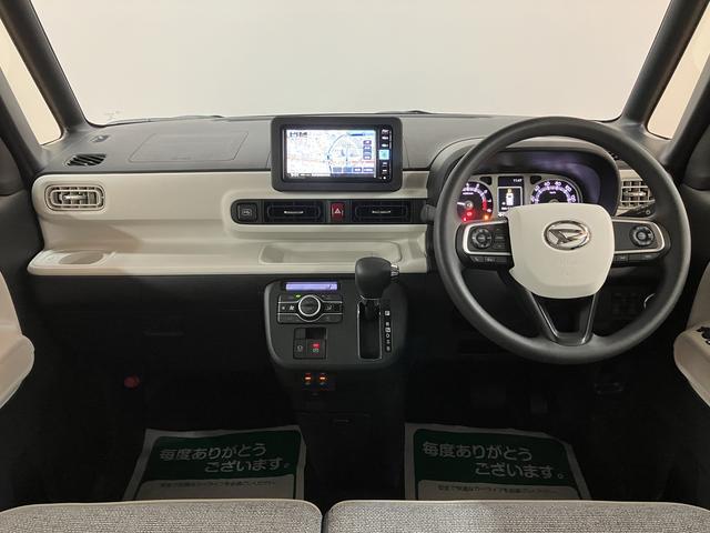 ムーヴキャンバス ストライプスＧターボ　２５年ナビ／ＦＲドラレコ／バックカメラ　２５年モデルナビ／バックカメラ／ステアリングスイッチ／前後ドラレコ／クルーズコントロール／前席シートヒーター／電動パーキングブレーキ／両側パワースライドドア／ＬＥＤヘッドライト・フォグランプ（4枚目）