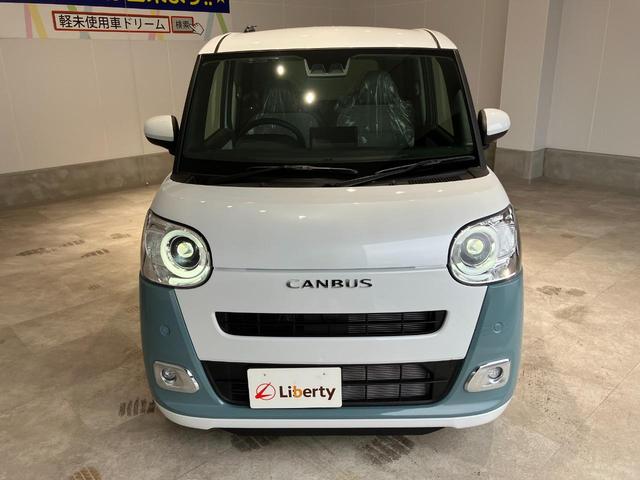 ムーヴキャンバス ストライプスＧ　届出済未使用車　禁煙車　両側電動スライドドア　衝突被害軽減ブレーキ　ＬＥＤヘッドライト　電子パーキング　オートブレーキホールド　前席シートヒーター　ホットカップホルダー　スマートキー　電動格納ミラー（7枚目）