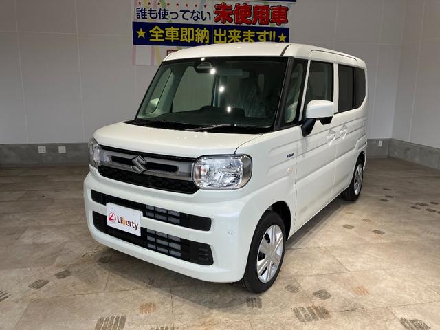 スペーシア ハイブリッドG 届出済未使用車 両側スライドドア クリアランスソナー 衝突被害軽減システム オートライト LEDヘッドランプ スマートキー アイドリングストップ 電動格納ミラー ベンチシート CVT 盗難防止システム(5枚目)