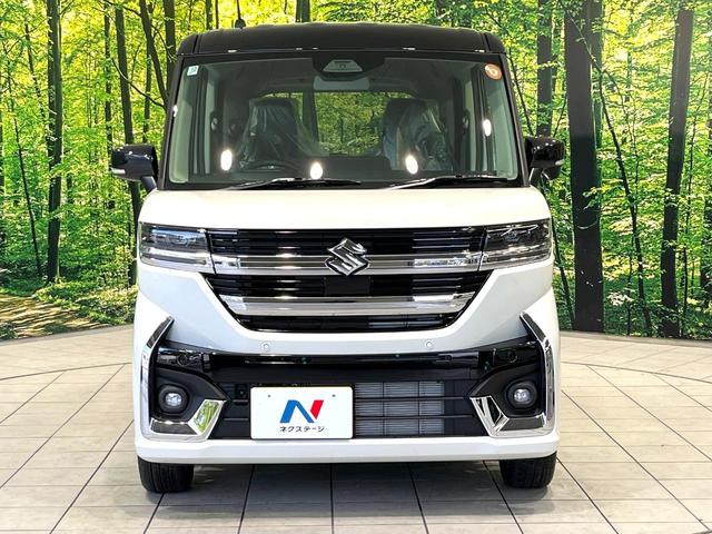 スペーシアカスタム ハイブリッドXS 届出済未使用車 両側電動スライドドア 衝突被害軽減システム レーダークルーズ コーナーセンサー ステアリングヒーター LEDヘッド オートハイビーム オートライト オートエアコン 純正15アルミ(14枚目)