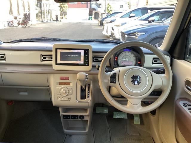 アルトラパン X 衝突軽減B 純正ナビ TV 全方位カメラ LEDヘッドライト スマートキー プッシュスタート アイドリングストップ 革巻きステアリング 前席シートヒーター ステアリングスイッチ 純正アルミホイール(5枚目)