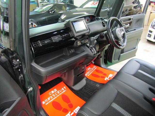 N-BOXカスタム Lターボ 1オーナー ホンダセンシング SDナビ DVD フルセグ ソナー ETC Bカメラ スマートキー 電格ミラー 15アルミ オートライト LEDヘッド フォグ ハーフレザー シートヒーター 両側電動ドア(42枚目)