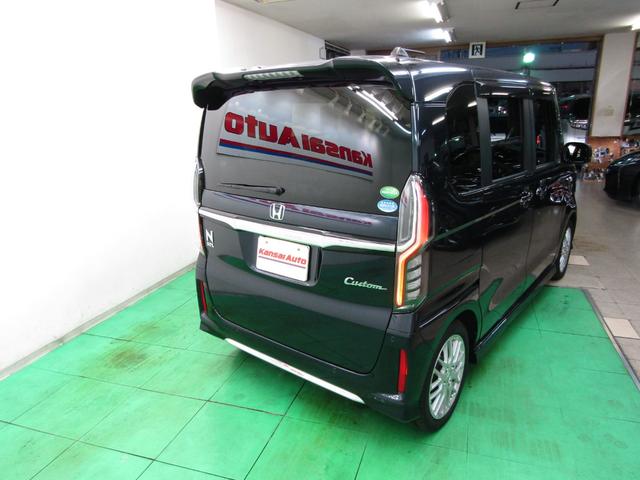 N-BOXカスタム Lターボ 1オーナー ホンダセンシング SDナビ DVD フルセグ ソナー ETC Bカメラ スマートキー 電格ミラー 15アルミ オートライト LEDヘッド フォグ ハーフレザー シートヒーター 両側電動ドア(67枚目)