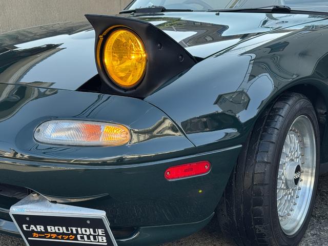 ユーノスロードスター Vスペシャル タンレザーシート 専用スカッフプレート 専用フロアマット プッシュスタート オートエグゼマフラー BBSアルミ NPG車高調 KENWOODツイーター CD/MDレシーバー ETC 記録簿13枚(12枚目)