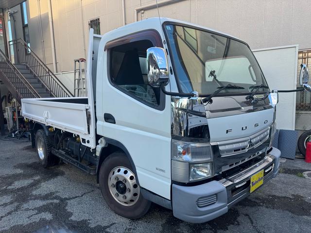 キャンター ＭＴ５　４．８トン　５トン　ワイドキャブ　荷台鉄板張り　５トンベース　８ｔ限定中型免許　車両重量３０３０ｋｇ　車両総重量７９９５ｋｇ　あゆみ掛　３方開　メッキパーツ　相調インパネ　ナビ　バックカメラ　ＴＶ　荷寸３５０×１９７×３８　外寸５３２×２１１×３８（2枚目）