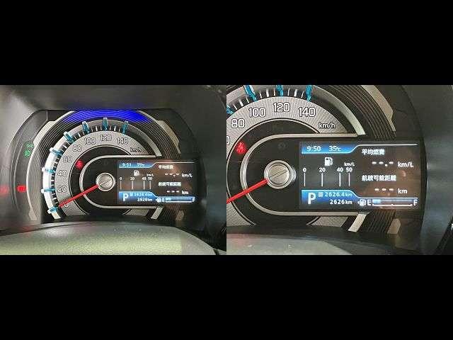 平均燃費や速度、そのほかには残量のガソリンで走行可能な距離を教えてくれます。