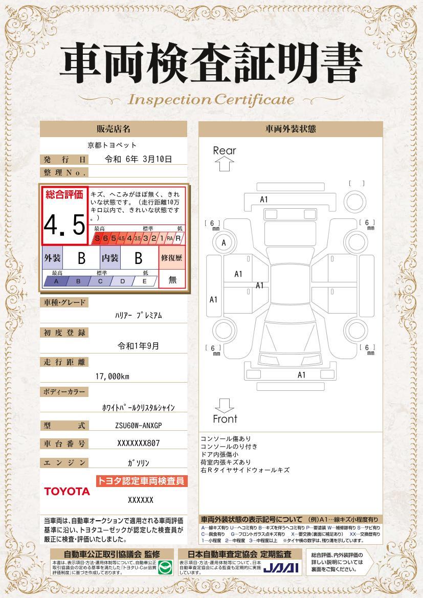 車両状態評価書