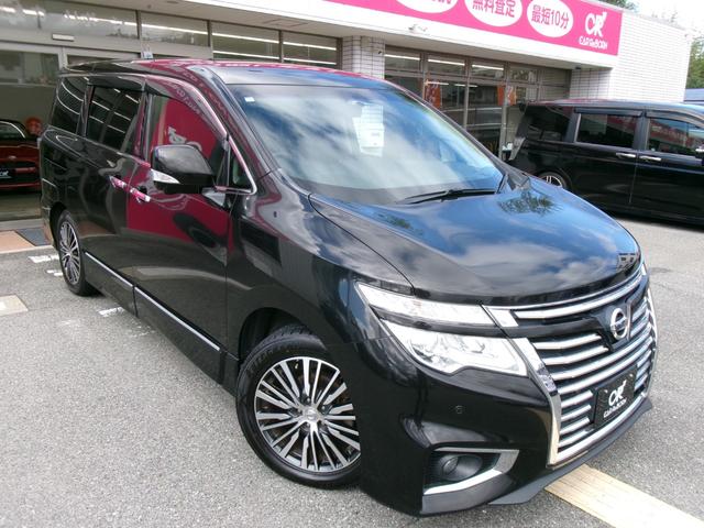 エルグランド ３５０ハイウェイスタープレミアム　両側電動スライドドア／パワーバックドア／後席フリップダウンモニター／純正ナビ・フルセグＴＶ／アラウンドビューモニター／黒革シート／シートヒーター／パワーシート／７人乗りオットマン／純正１８インチアルミ（75枚目）