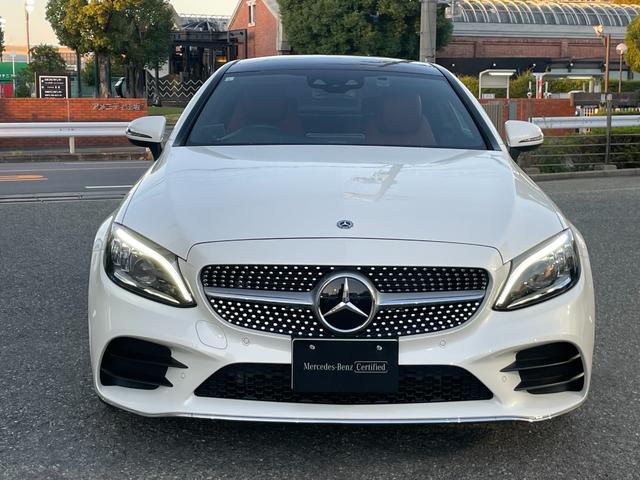 Cクラス C180クーペ スポーツ レザーエクスクルーシブパッケージ ダイヤモンドホワイト 本革クランベリーレッド/ブラック 認定中古車メーカー保証2年付 車検受渡し(3枚目)