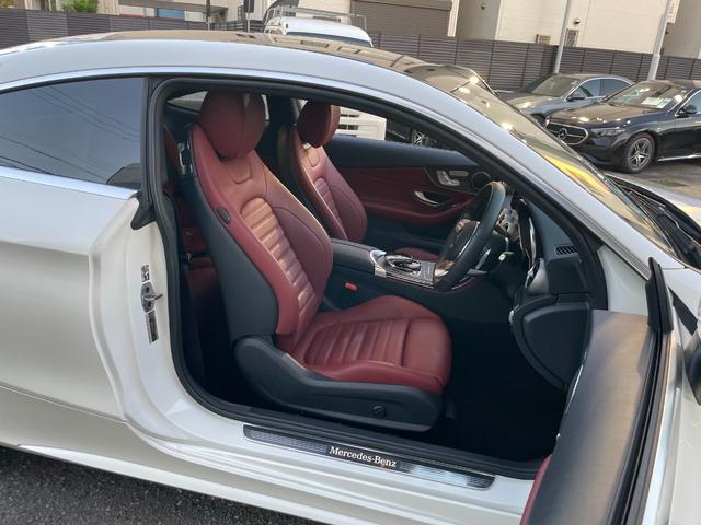 Cクラス C180クーペ スポーツ レザーエクスクルーシブパッケージ ダイヤモンドホワイト 本革クランベリーレッド/ブラック 認定中古車メーカー保証2年付 車検受渡し(13枚目)
