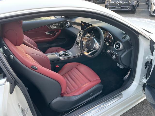 Cクラス C180クーペ スポーツ レザーエクスクルーシブパッケージ ダイヤモンドホワイト 本革クランベリーレッド/ブラック 認定中古車メーカー保証2年付 車検受渡し(14枚目)