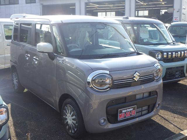 ワゴンＲスマイル ハイブリッドＸ　ツートン　ＤＳＢＳＩＩ　キーフリー　電動パーキング　ＬＥＤヘッドライト　前席シートヒーター　アイドリングストップ　両側パワースライドドア　３６０°プレミアムＵＶ＆ＩＲカットガラス　ファブリックシート（3枚目）