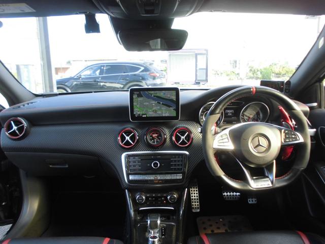 Ａクラス Ａ４５　４マチック　アドバンスドＰＫＧ　レーダーセーフティ　パノラマＳＲ　ＡＣＣ　パナメリカーナグリル　リアスポイラー　レースチップＸＬＲ　黒革パワーシート　シートヒーター　ナビＴＶ　ＥＴＣ　Ｂカメラ　ドラレコ　ＧＰＳ（9枚目）