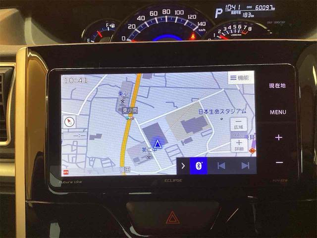 タント カスタムＸ　社外ナビ　ＥＴＣ　両側スライド・片側電動　ＴＶ　オートライト　スマートキー　アイドリングストップ　電動格納ミラー　シートヒーター　ベンチシート　ＣＶＴ　ＥＳＣ　ＣＤ　ＵＳＢ（5枚目）