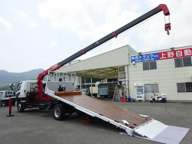 　増トン　４段クレーン付　一般型スライドローダー　重機仕様　強化　ウインチ付　標準幅　ベッド付　６．４ｔ積み(2枚目)