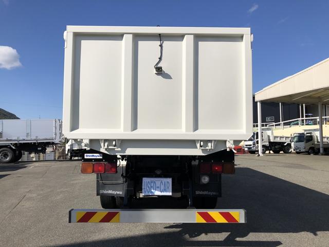 プロフィア 土砂禁深ダンプ 水密仕様 ロングダンプ 12.8t積載 新明和 舟底型 容積25.2KL 3軸1デフ ベッド付 リヤエアサス 7速MT(6枚目)