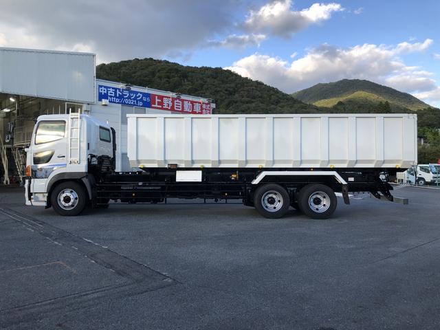 プロフィア 土砂禁深ダンプ 水密仕様 ロングダンプ 12.8t積載 新明和 舟底型 容積25.2KL 3軸1デフ ベッド付 リヤエアサス 7速MT(41枚目)