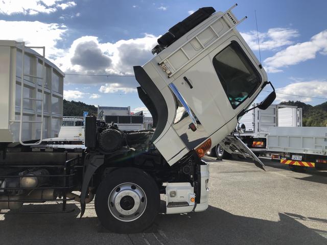 プロフィア 土砂禁深ダンプ 水密仕様 ロングダンプ 12.8t積載 新明和 舟底型 容積25.2KL 3軸1デフ ベッド付 リヤエアサス 7速MT(44枚目)