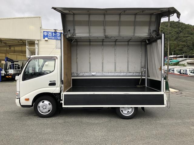 デュトロ 幌ウイング ワンタッチ幌 3トン積載 萩原ボデー製 標準幅 10尺 全低床 木製あおり3方開 床板張り アドブルー不要 136馬力(28枚目)