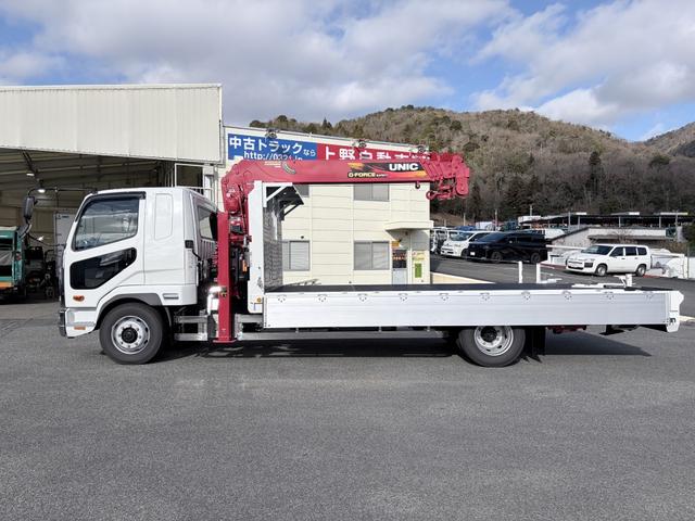 ファイター 　増トン　６段セルフクレーン　重機運搬車　古河ユニック　警報仕様　５．８トン積載　５．５ｍボディ　標準幅　ベッド付　　サニックス製造りボディ　あゆみ板付（38枚目）