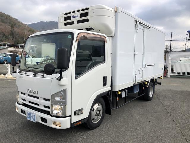 エルフトラック 　中温冷凍車　－５℃設定　東プレ製　スタンバイ機能付　左右スライドドア　リヤ３枚観音式扉　標準幅　ロング　２トン積載　４．４ｍボディ　アドブルー不要　６速ＭＴ（3枚目）