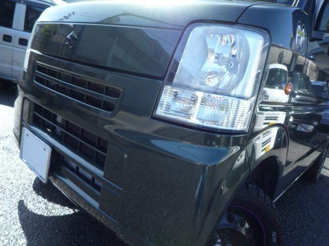 エブリイ ＰＡ　コラムオートマ　ハイルーフ　リフトアップチョイ上げ３５　　ＭＴタイヤ＆ＮＥＷペイントホイール　シートカバー　社外品キーレス　カーキ　ブラックツートン　　ＥＴＣ　ドラレコ付　積載量３５０ｋｇ（4枚目）