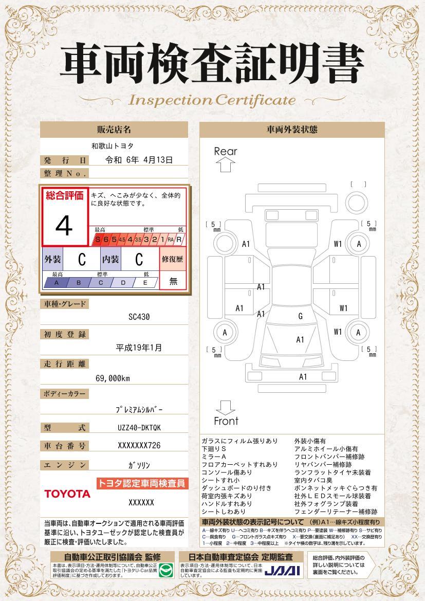 車両状態評価書