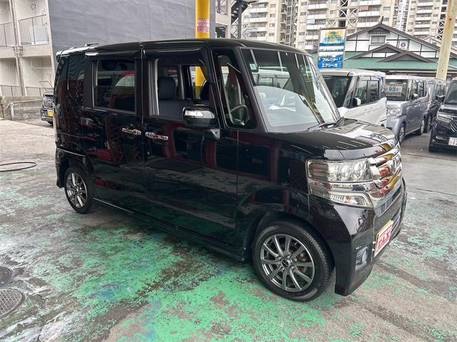 N-BOXカスタム G・Lパッケージ コンピューター診断済 走行4.4万キロ 後期 メモリーナビ Bluetoothオーディオ DVD フルセグ 自動ドア HIDライト フォグランプ 社外アルミ バックシートテーブル リアスライドシート(8枚目)