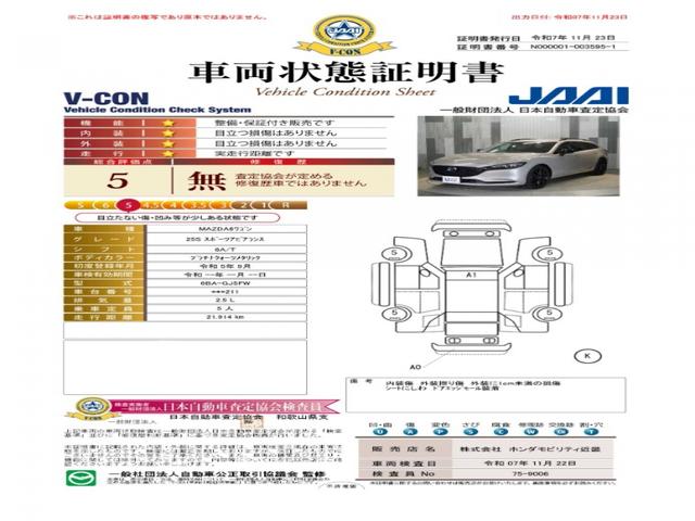 ＭＡＺＤＡ６ワゴン ２５Ｓスポーツアピアランス　ＭＡＺＤＡ６ワゴン（２５Ｓスポーツアピアランス）ワンオーナー　　　禁煙車メモリーナビ　ＥＴＣ　リアカメラ　ドライブレコーダー　ＬＥＤヘッドライト　シートヒーター（5枚目）