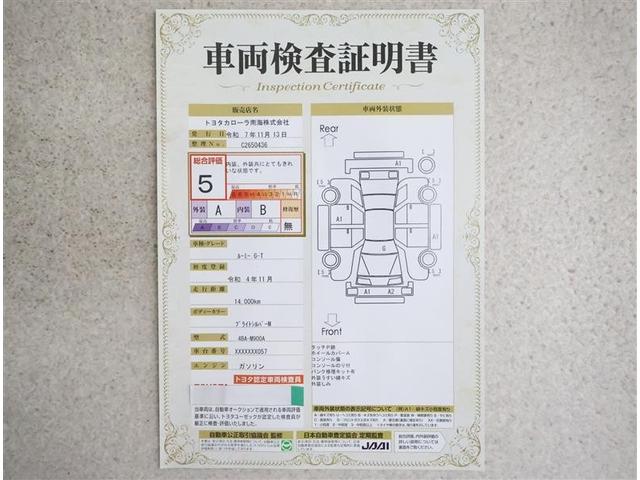 車両検査証明書付きです！だれでも中古車の状態がすぐにわかるよう、車のプロが客観的にチェック。車両の状態やわずかなキズも正確にお伝えします。