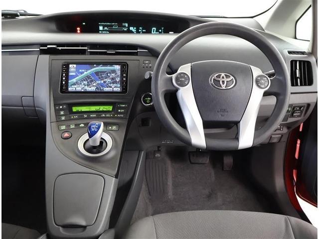 プリウス Ｓ　Ｂモニタ－　フルセグ地デジ　インテリキー　ＨＤＤナビゲーション　デュアルエアバック　エアＢ　イモビライザー　ＤＶＤ再生可能　ナビＴＶ　ＡＵＴＯエアコン　横スベリ防止　アルミホイール　ＥＴＣ装備　ＡＢＳ（4枚目）