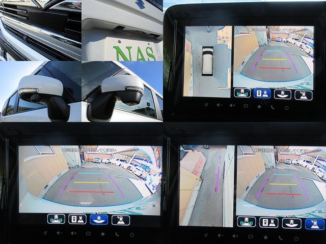 スペーシアカスタム ハイブリッドXSターボ スズキコネクト対応9インチ全方位モニター付メモリーナビ フルセグTV ステアリングヒーター シートヒーター パドルシフト 両側自動ドア セーフティーサポート HUD LEDヘッド&フォグ 1オーナー(14枚目)