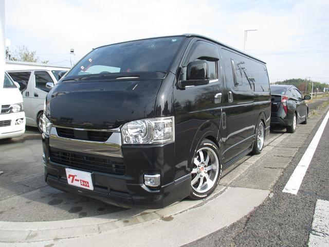 ハイエースバン スーパーＧＬ　ダークプライムＩＩ　Ｄターボ　モデリスタＦＳＲエアロ　ファブレス１８アルミ　社外９インチナビフルセグ　ＦＤモニター　パノラミックビューモニター　オーバーフェンダー　べッドキット　シートカバー　Ｄミラーカバー　ＬＥＤテール（2枚目）