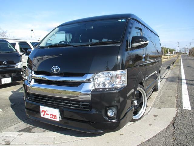 ハイエースワゴン ＧＬ　社外ＦＳＲエアロ　社外２０インチアルミ　ローダウン　左パワースライドドア　純正ＬＥＤへッド　社外テール　社外ナビフルセグ　ＦＤモニター　Ｂカメラ　シートカバー　ウィンカーミラー（3枚目）