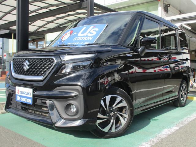 ソリオバンディット ハイブリッドＭＶ　８インチメモリーナビ　バックモニター　ＥＴＣ車載器　前方ドラレコ　後席左側パワースライドドア　衝突被害軽減ブレーキ　車線逸脱警報装置　コーナーセンサー　アダプティブクルーズコントロール　シートヒーター　電動格納式リモコンドアミラー（3枚目）