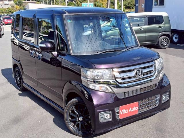 Ｎ－ＢＯＸカスタム Ｇ・ターボＬパッケージ　ＳＤナビ　フルセグＴＶ　リアカメラ　スマートキー　ＨＩＤヘッドライト　衝突軽減ブレーキ　両側パワスラ　前ドラレコ　Ｂｌｕｅｔｏｏｔｈ　クルコン　社外１６インチアルミ　ＥＴＣ（2枚目）