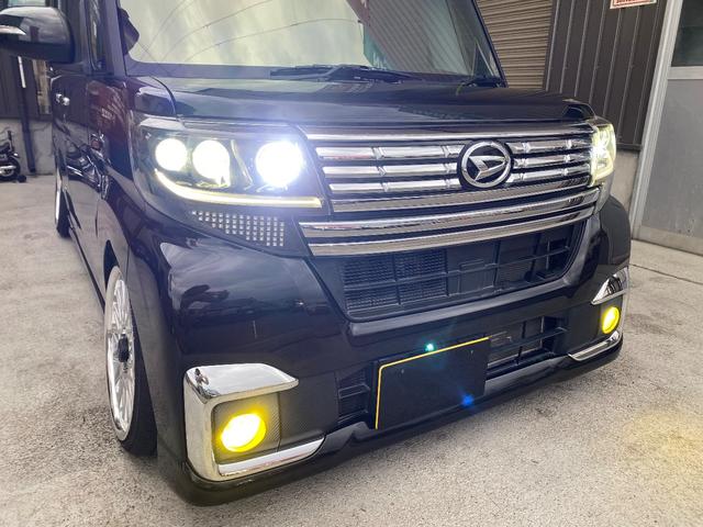 タント カスタムRS SAIII 後期 ターボ 実走行距離2万キロ台 IDEAL車高調装着一年未満 シャレン16インチ 社外アクスル ロアアーム ヘッドライトワンオフ加工 シートカバー ヘッドライトLED ルームランプLED 多 数(25枚目)