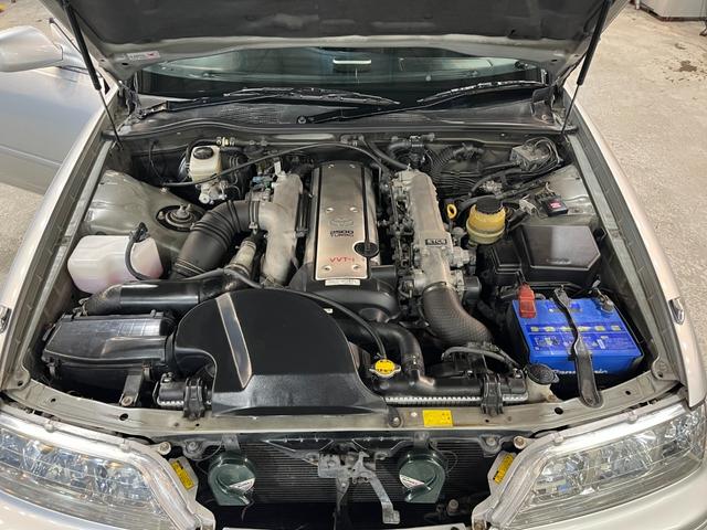 マークII ツアラーＶ　純正５速ＭＴ　１ＪＺエンジン　Ｒ５年４月３６７５４７キロ時タイベル交換シール有り　ＨＫＳ車高調　社外１７インチＡＷ　純正エアロパーツ　ＨＩＤヘッドライト　ターボタイマー　ＥＴＣ　キーレス　禁煙車（35枚目）