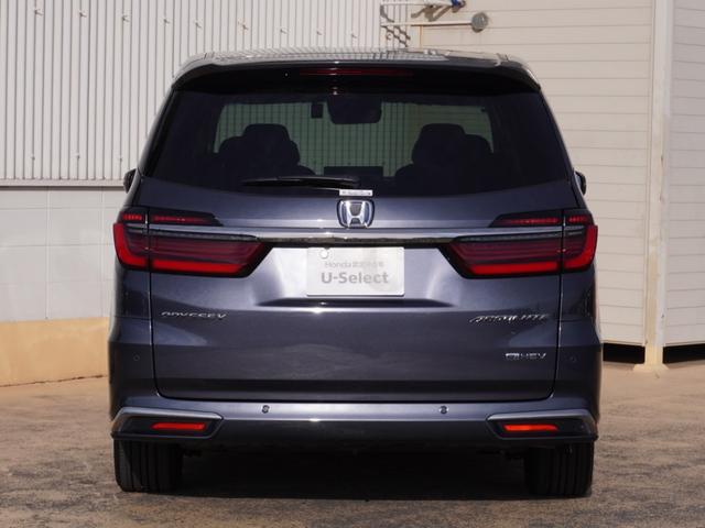 オデッセイハイブリッド ｅ：ＨＥＶアブソルート・ＥＸ　弊社デモカー　１１．４インチナビ　（ＬＸＭ－２４７ＶＦＬｉ）　フルセグ　全周囲カメラ　ＥＴＣ　ドラレコ（ナビ連動）　前後障害物センサー　電動リアゲート・本革シート　シートヒーター　ブラインドスポット（14枚目）