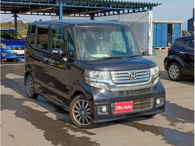 Ｎ－ＢＯＸカスタム Ｇ・ターボＡパッケージ　ＳＤナビ　フルセグＴＶ　リアカメラ　スマートキー　ＨＩＤヘッドライト　衝突軽減ブレーキ　両側パワスラ　Ｂｌｕｅｔｏｏｔｈ　クルコン　純正１５インチアルミ　ＥＴＣ（2枚目）