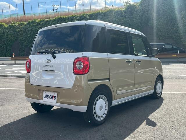 ムーヴキャンバス ストライプスG 両側電動スライドドア ETC2.0 オーディオレス パノラマモニターレンズ付 衝突軽減 車線逸脱警報 アイドリングスットプ ソナー ステアリングスイッチ ホッとカップホルダー スマートキー(5枚目)